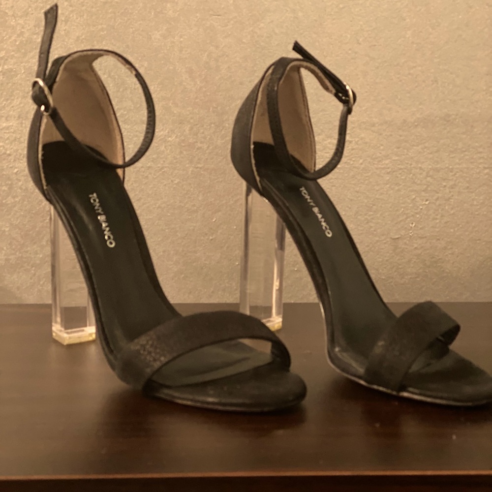 Strappy Black Stiletto with clear heel